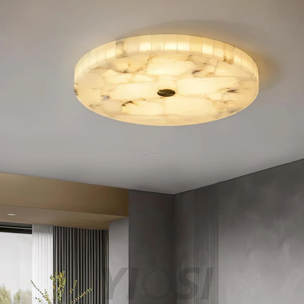 Round Alabaster Ceiling Lamp - Alabaster-1-Yiosilamp