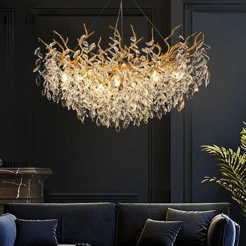 Round Crystal Branch Chandelier 31’’