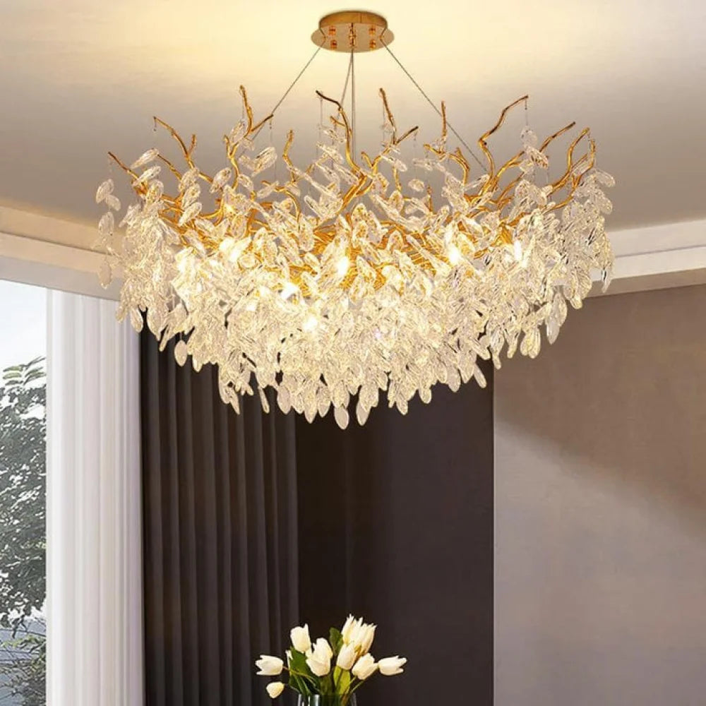 Round Crystal Branch Chandelier 39’’