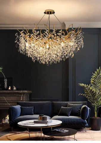 Round Crystal Branch Chandelier