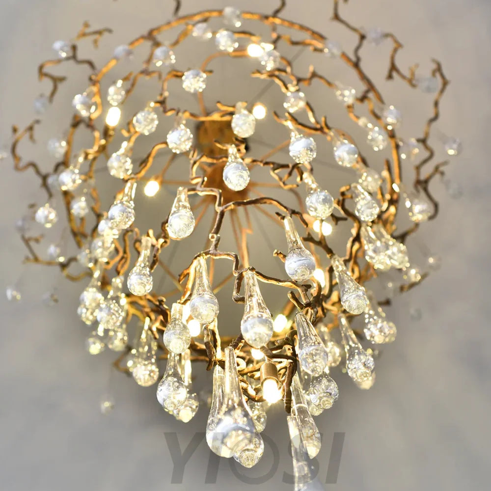 Round Foyer Droplet Staircase Chandelier - Helia-1-Yiosilamp