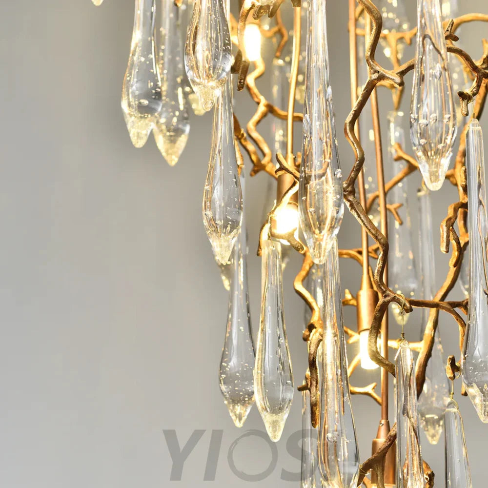 Round Foyer Droplet Staircase Chandelier - Helia-1-Yiosilamp