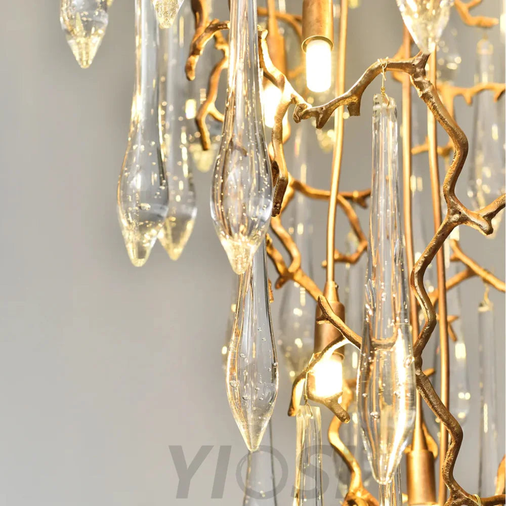 Round Foyer Droplet Staircase Chandelier - Helia-1-Yiosilamp