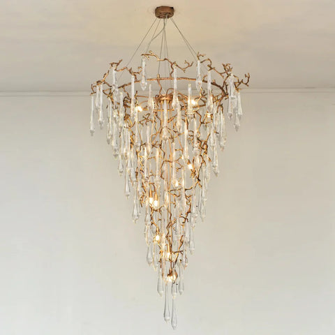 Round Foyer Droplet Staircase Chandelier - Helia-1-Yiosilamp