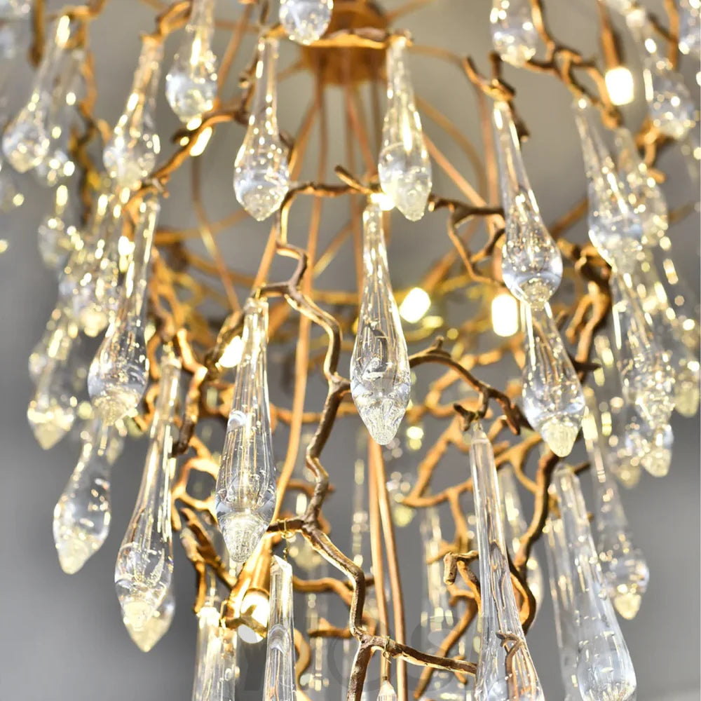 Round Foyer Droplet Staircase Chandelier - Helia-1-Yiosilamp