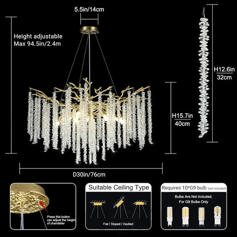 Round Gold Tree Branches Chandelier 30 " - Fast Delivery-1-Yiosilamp