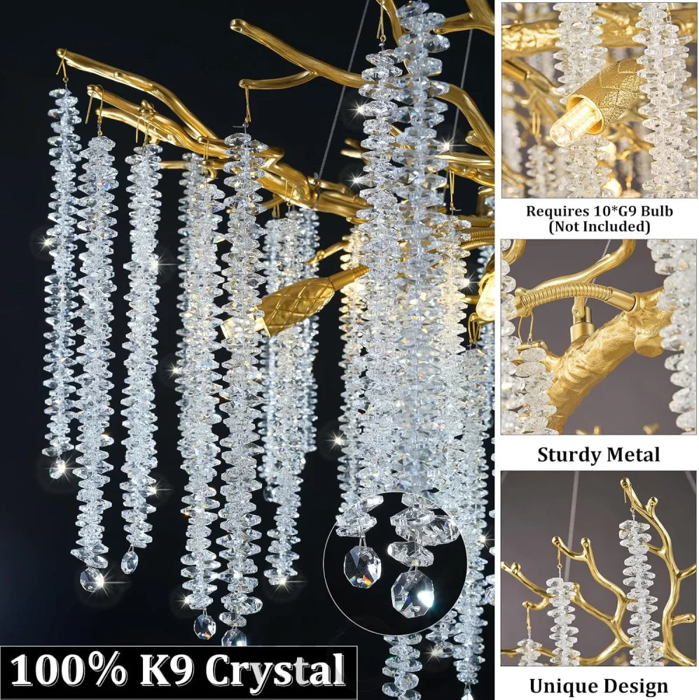 Round Gold Tree Branches Chandelier 30 " - Fast Delivery-1-Yiosilamp