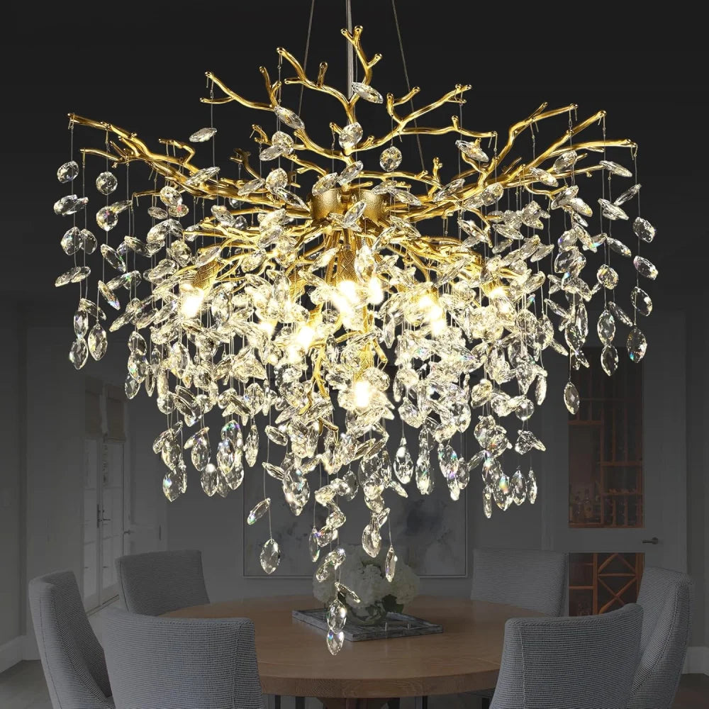 Round Gold Tree Branches Chandeliers 24’’ 32’’ 40’’ Gold / D32 Inch Chandelier