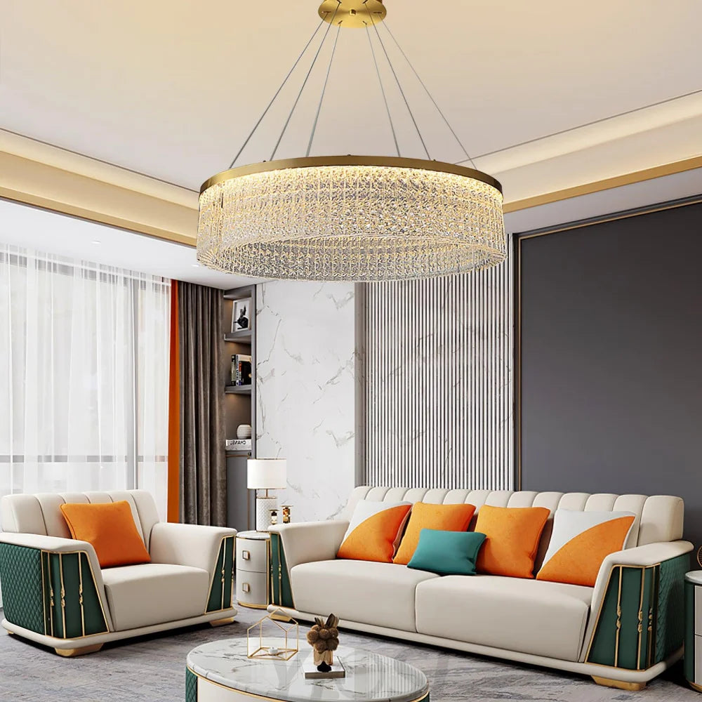 Vakkerlight Round Halo Crystal Chandelier with Copper Finish