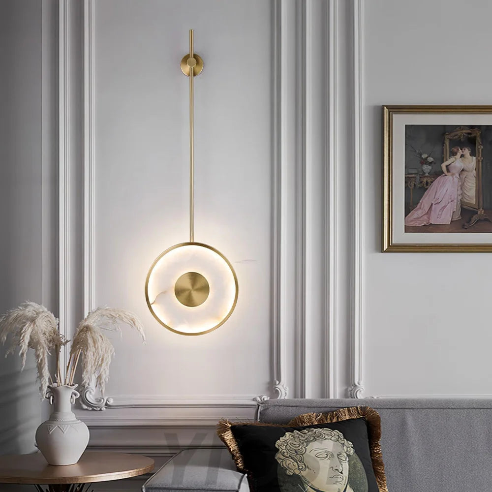 Round Marble Wall Sconce Alabaster - Yiosilamp