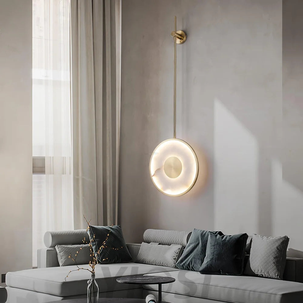 Round Marble Wall Sconce Alabaster - Yiosilamp