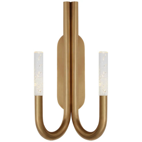 Rouseau Double Wall Sconce Vintage Brass / Seeded Glass