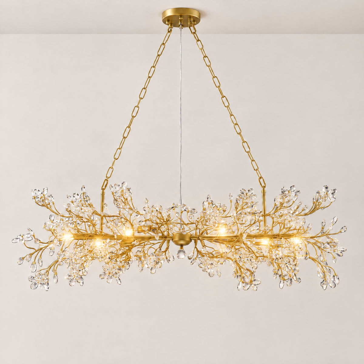 Rowan Modern Oval Crystal Chandelier 51.2" L – lights on