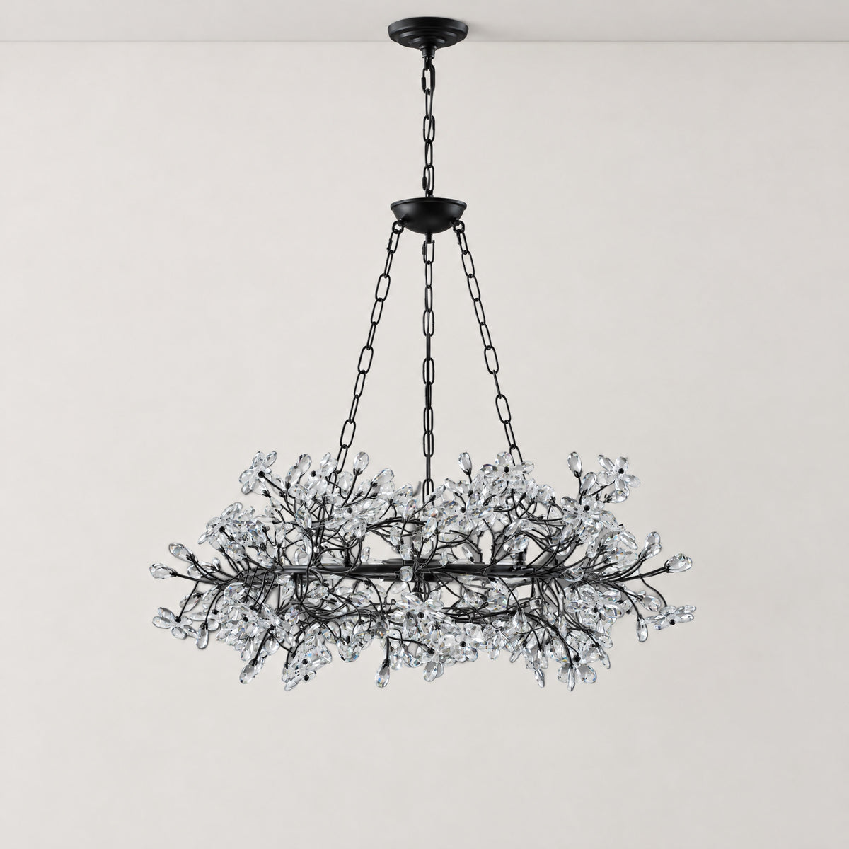 Rowan Twig Round Black Chandelier 31.5"D – lights off