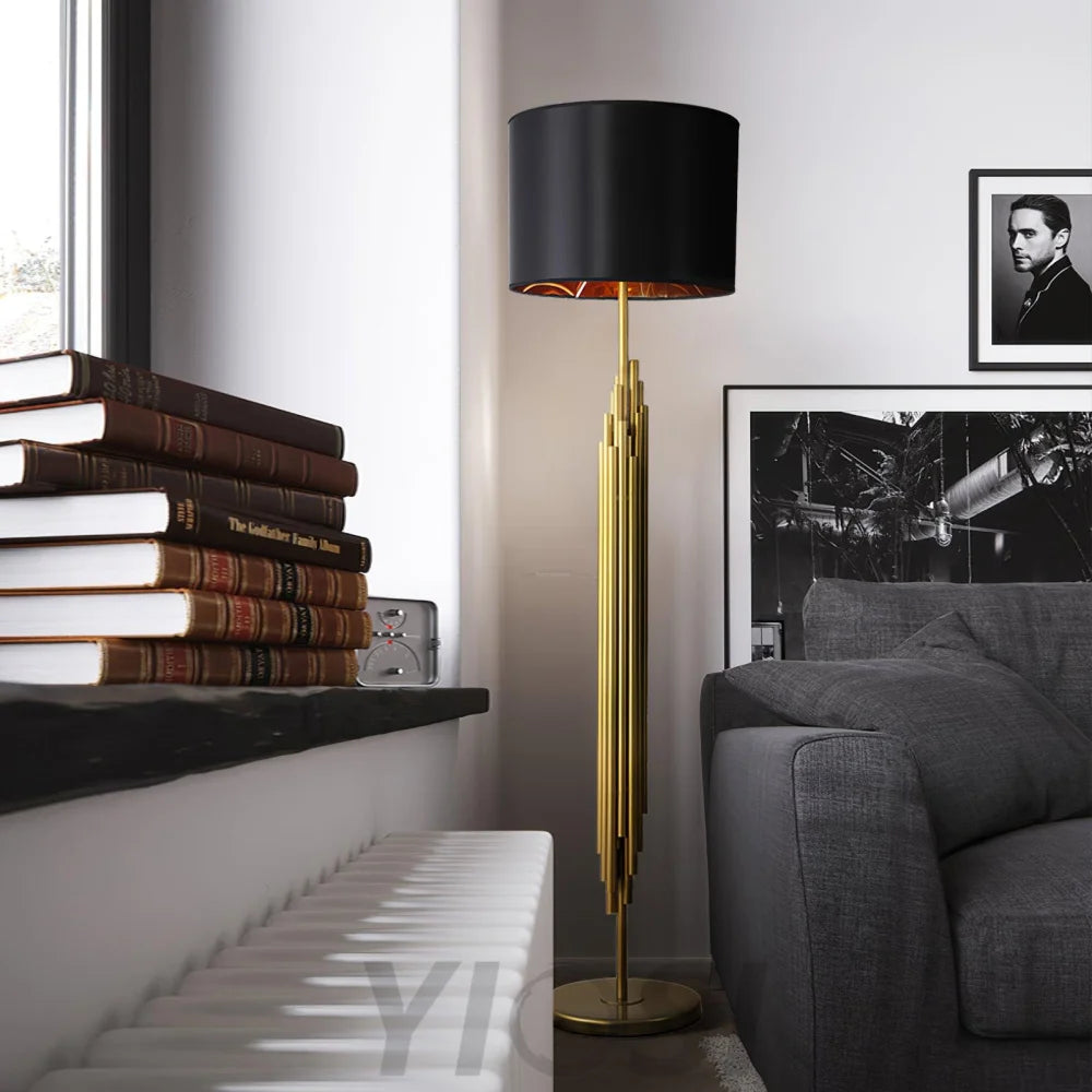 Rubell Floor Light  ∅ 17.7″ - Gold&Black-1-Yiosilamp