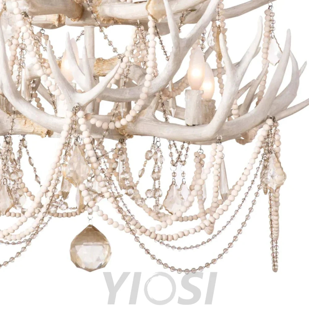 Rustic 2-Tier Pure White Antler Chandelier Chandeliers