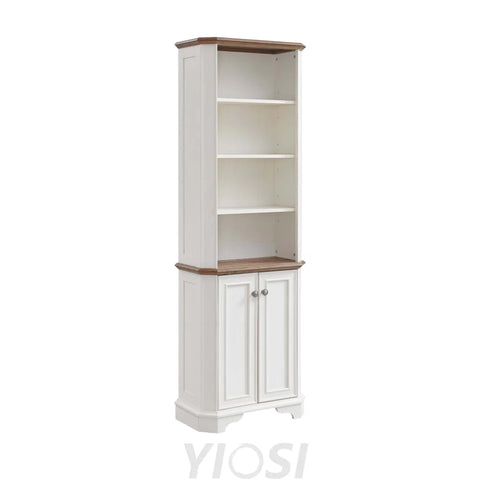 Rustic 6-Tier Bookshelf with Doors and Adjustable Shelves