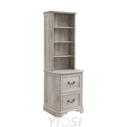 Rustic 6-Tier Bookshelf with Doors and Adjustable Shelves Light Rustic Oak / Bookcase with Drawers
