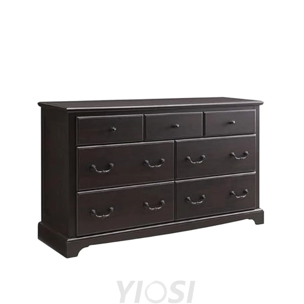 Rustic 7 Drawer Wood Dresser Chest for Bedroom Espresso