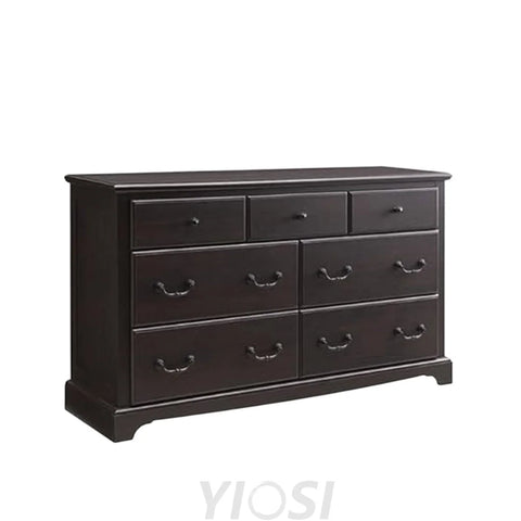 Rustic 7 Drawer Wood Dresser Chest for Bedroom Espresso