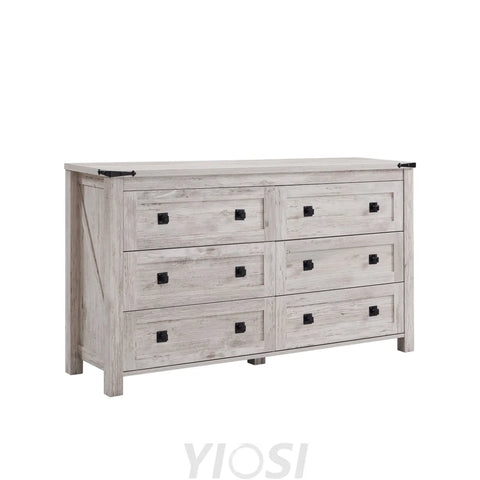 Rustic Farmhouse 6-Drawer Wood Dresser | Bedroom Storage Organizer