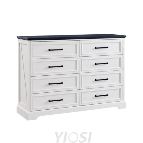Rustic Farmhouse 8 Drawer Dresser Chest: Wide Wood Organizer 52’’