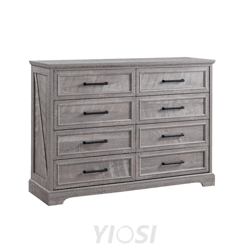 Rustic Farmhouse 8 Drawer Dresser Chest: Wide Wood Organizer 52’’