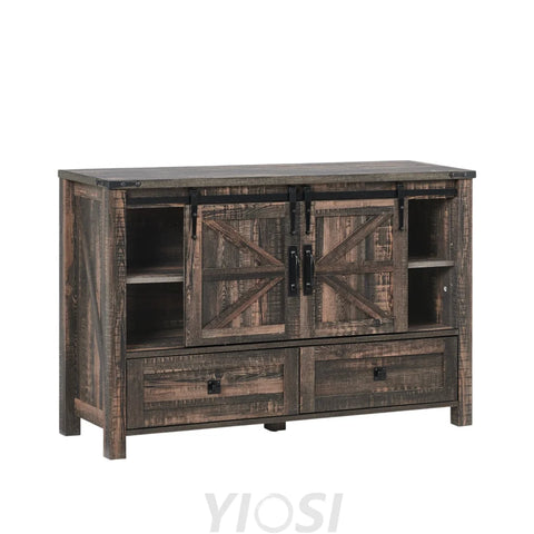 Rustic Farmhouse Dresser with Barn Doors 4 Drawers