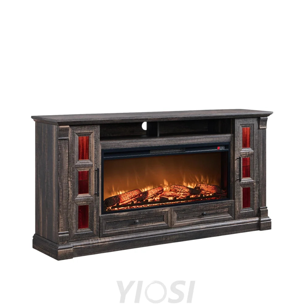 Rustic Farmhouse Fireplace TV Stand - Fits Up to 80 Inch TV