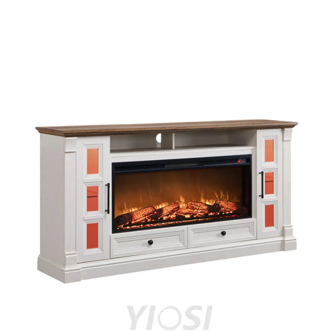 Rustic Farmhouse Fireplace TV Stand - Fits Up to 80 Inch TV