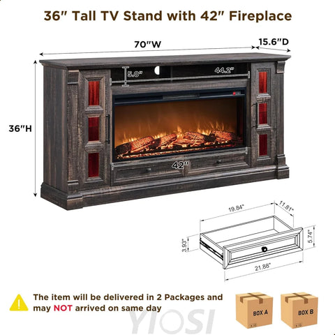 Rustic Farmhouse Fireplace TV Stand - Fits Up to 80 Inch TV