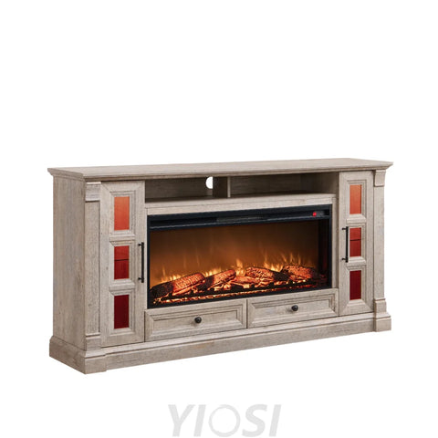 Rustic Farmhouse Fireplace TV Stand - Fits Up to 80 Inch TV
