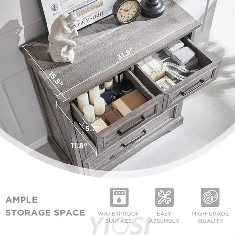 Rustic Grey Farmhouse 5-Drawer Dresser | Bedroom Storage Organizer