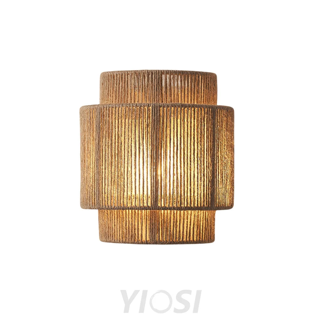 Rustic Handwoven Hemp Rope Wall Lamp – Natural Glow Indoor
