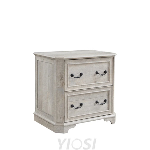 Rustic Oak 2-Drawer File Cabinet with Extended Desktop