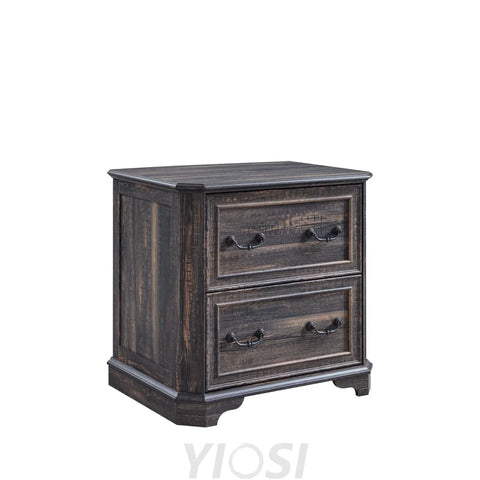 Rustic Oak 2-Drawer File Cabinet with Extended Desktop