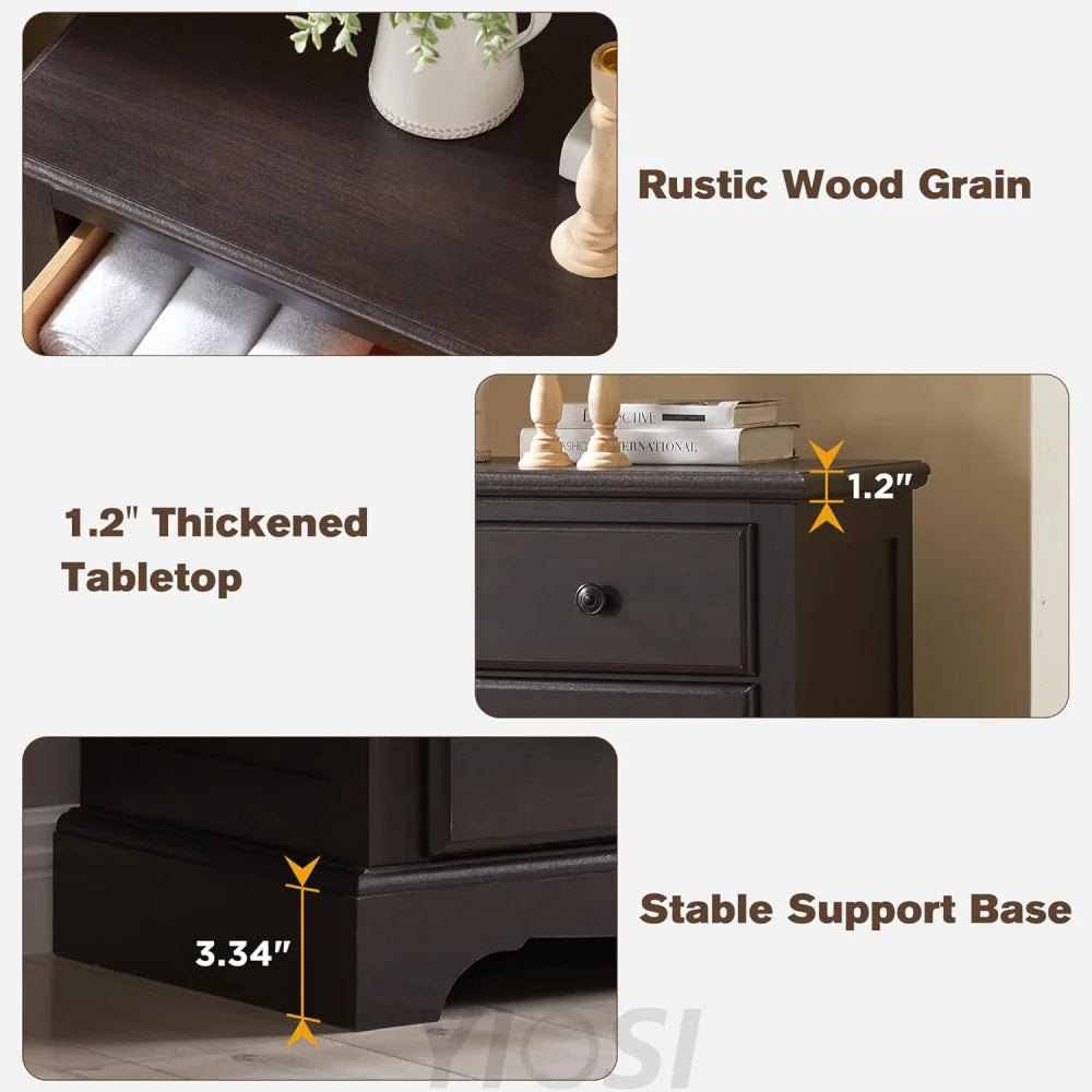 Rustic Espresso Tall 6-Drawer Dresser Chest for Bedroom
