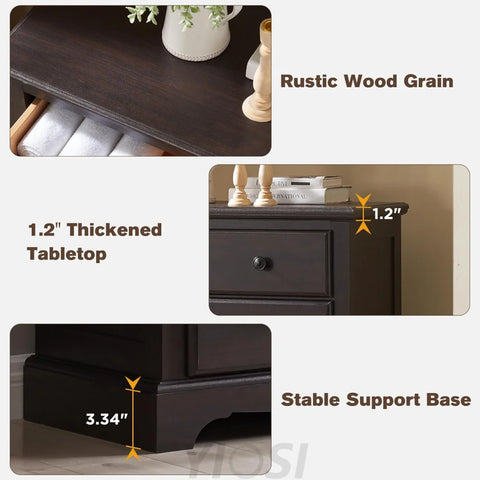 Rustic Espresso Tall 6-Drawer Dresser Chest for Bedroom