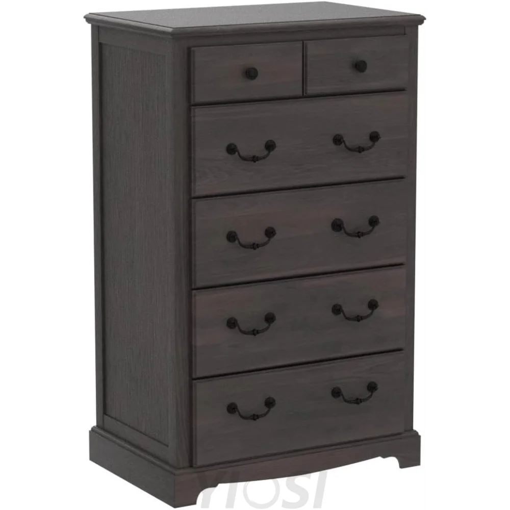 Rustic Espresso Tall 6-Drawer Dresser Chest for Bedroom