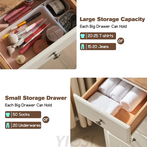 Rustic Tall 6-Drawer Dresser Chest for Bedroom