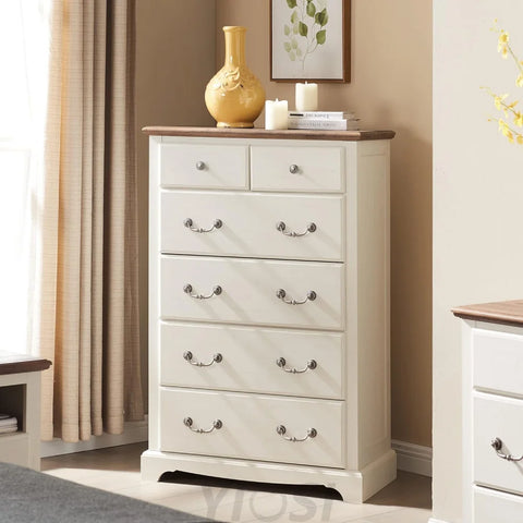 Rustic Tall 6-Drawer Dresser Chest for Bedroom Espresso