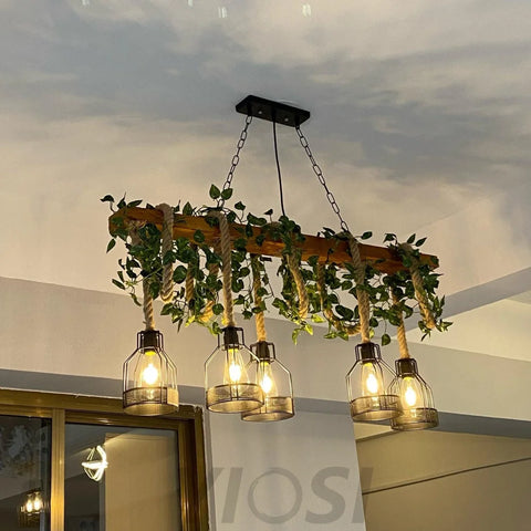 Rustic Wooden Chandelier with 3/5/8 heads - Yiosilamp