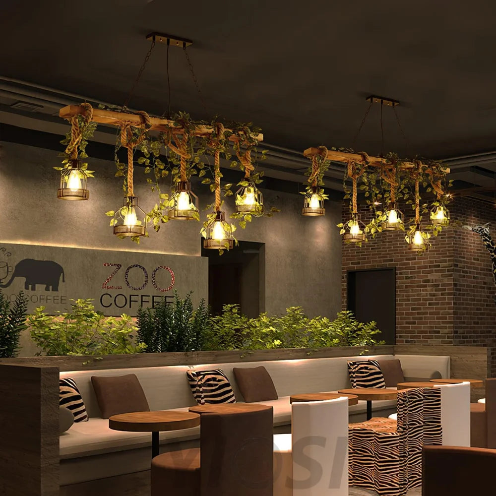 Rustic Wooden Chandelier with 3/5/8 heads - Yiosilamp