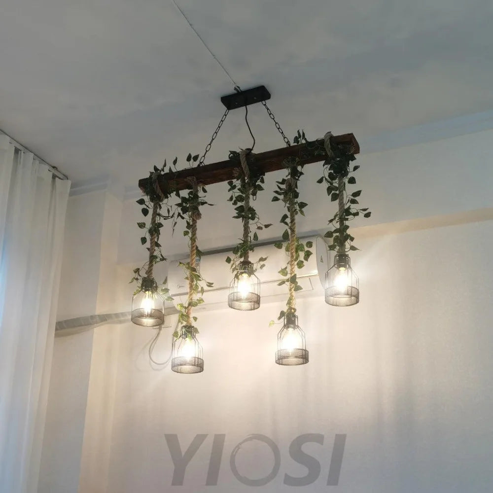 Rustic Wooden Chandelier with 3/5/8 heads - Yiosilamp