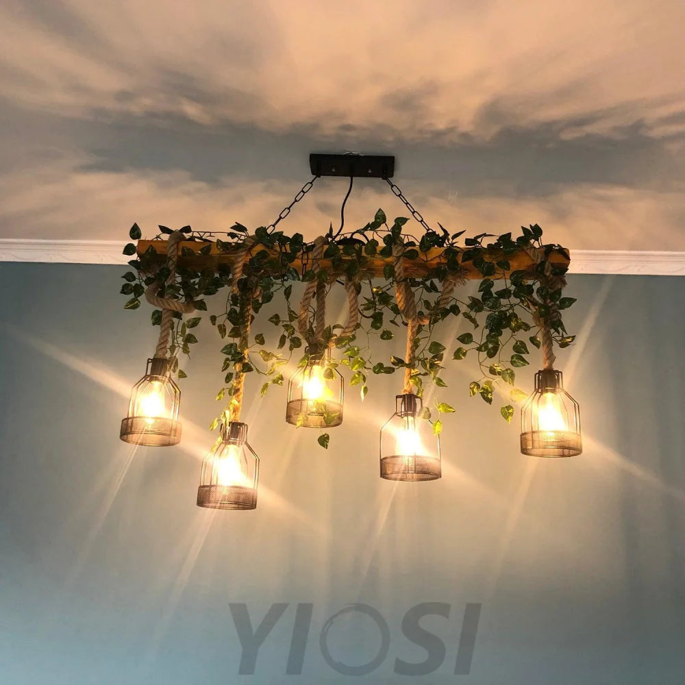 Rustic Wooden Chandelier with 3/5/8 heads - Yiosilamp