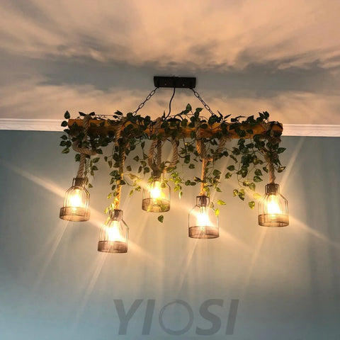 Rustic Wooden Chandelier with 3/5/8 heads - Yiosilamp