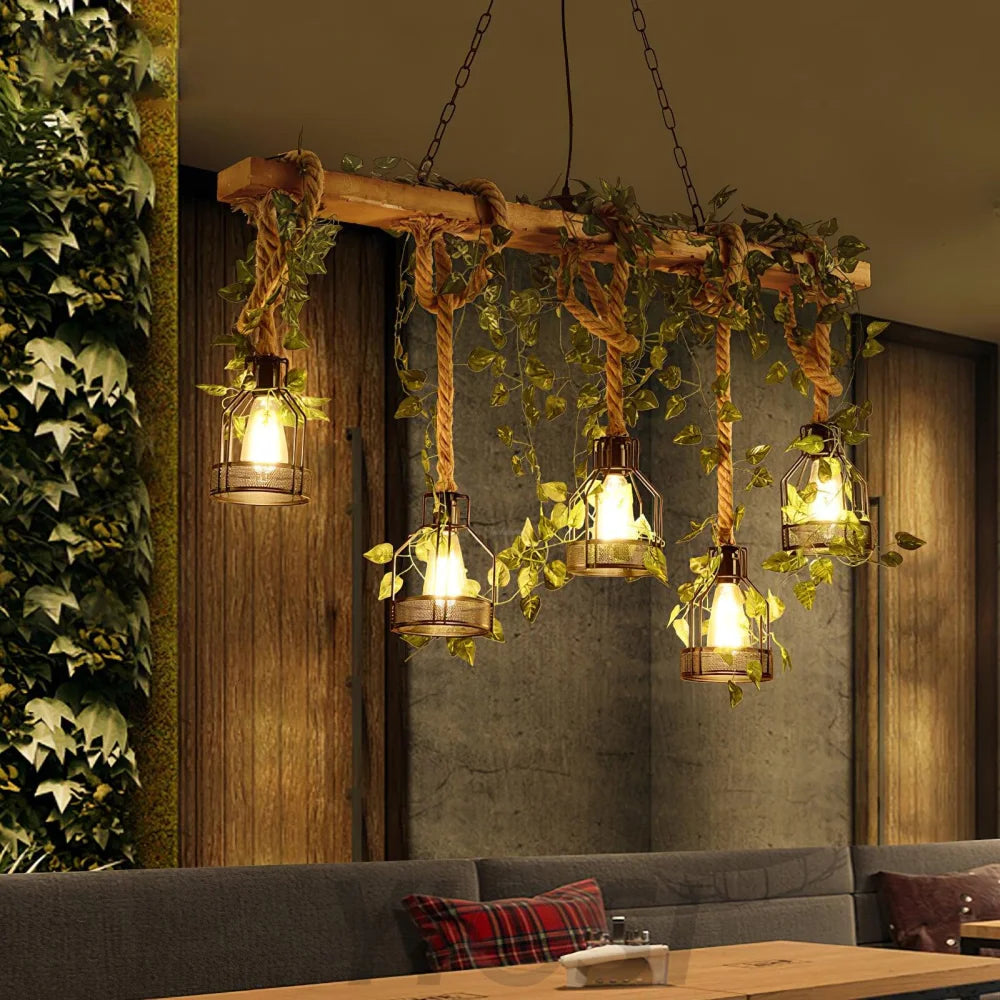 Rustic Wooden Chandelier with 3/5/8 heads - Yiosilamp