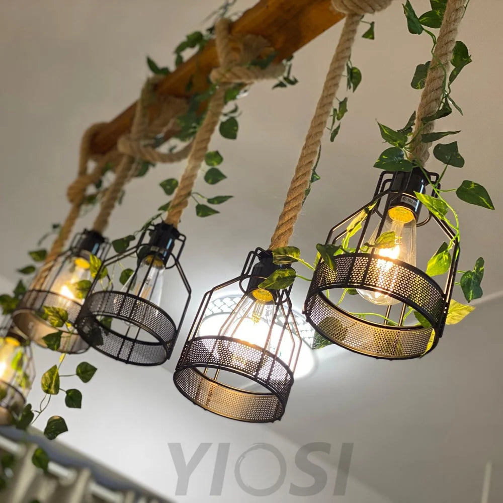Rustic Wooden Chandelier with 3/5/8 heads - Yiosilamp