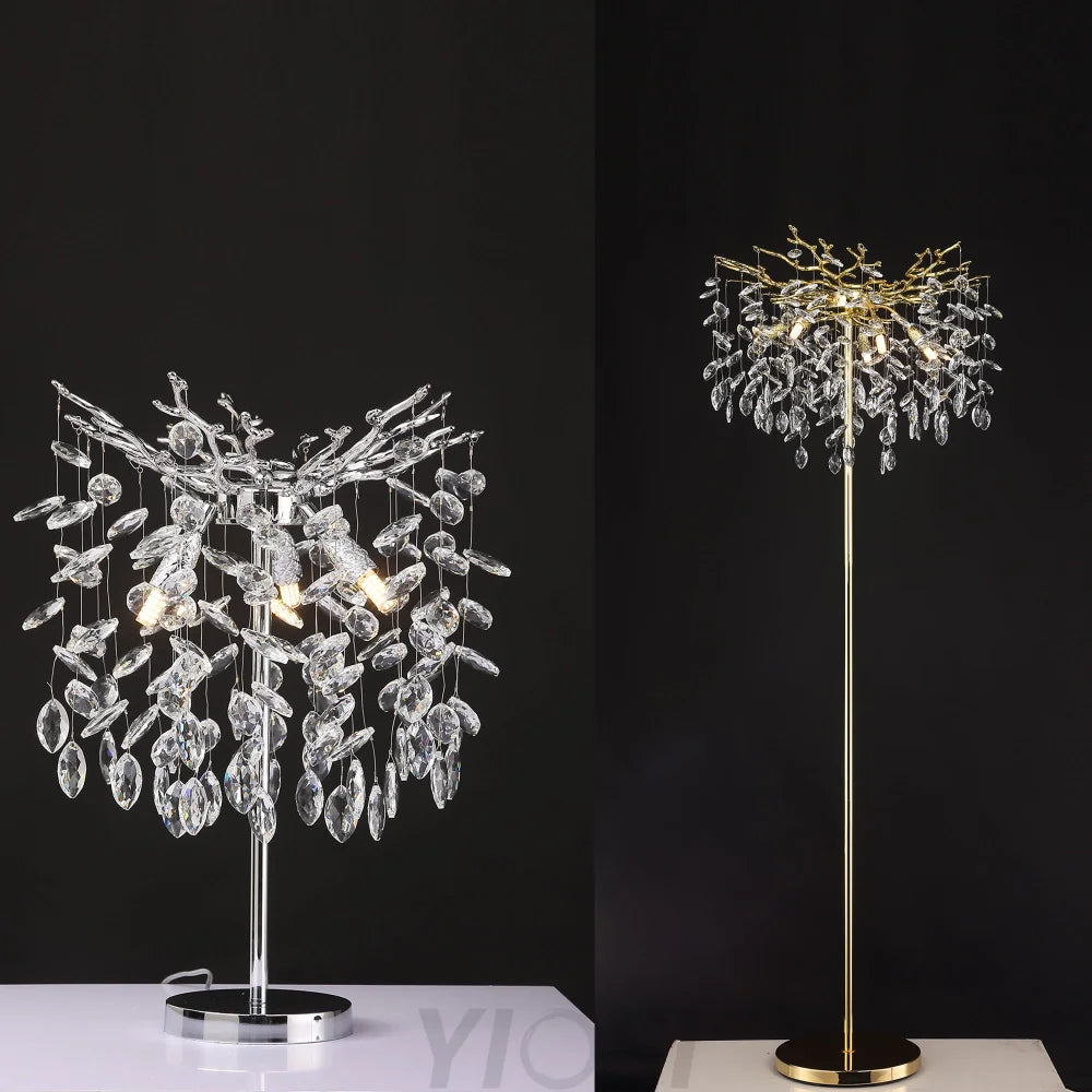 Salome Modern Clear Crystal Table Lamp For Bedroom Gold Branch Chandelier