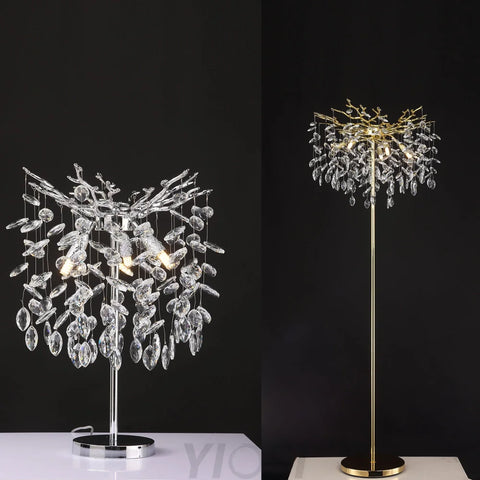 Salome Modern Clear Crystal Table Lamp For Bedroom Gold Branch Chandelier